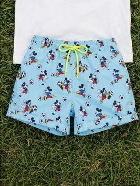 MC2 Saint Barth Kids Mickey Swim Trunks Light Blue Size 8Y
